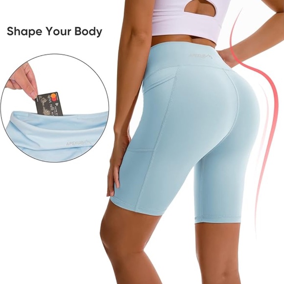 2Pack APEXUP Workout Shorts  Women High Waist, Spandex Yoga Shorts 2Pack - Picture 3 of 8